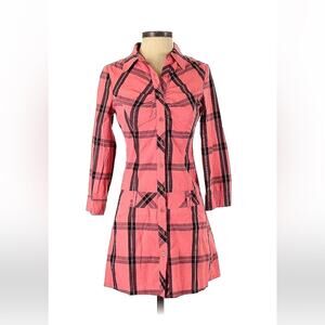 Luxirie by LRG pink plaid‎ drop waist shirt dress in a sheath cut size small